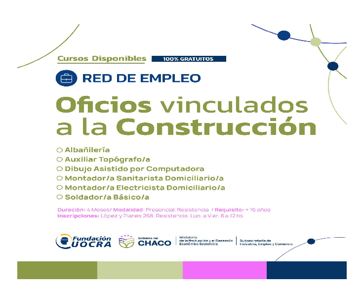 Se encuentra abierta la inscripción a cursos gratuitos de oficios vinculados a la construcción, que iniciarán en el mes de agosto