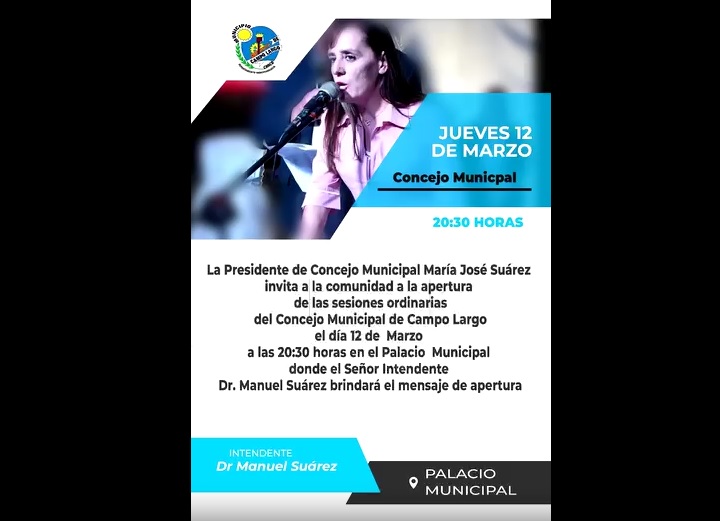 Apertura de Sesiones Ordinarias del Concejo Municipal de Campo Largo